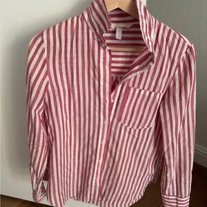 H&M Red and White Striped Button Down Shirt, XS